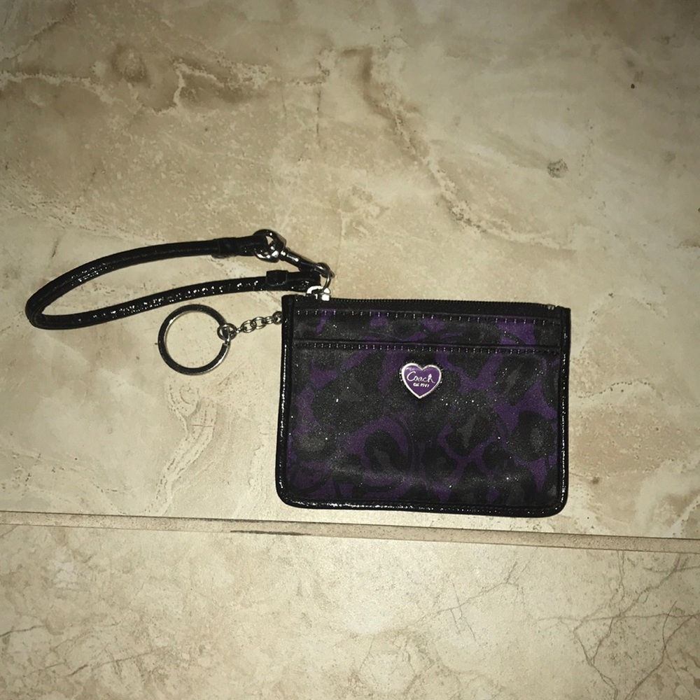 Coach wristlet wallet purple and black cheetah